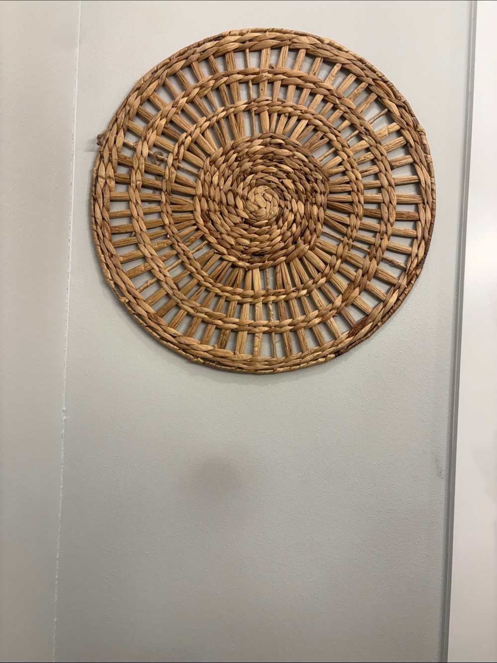 Woven Round Wall Basket Décor - Natural Brown